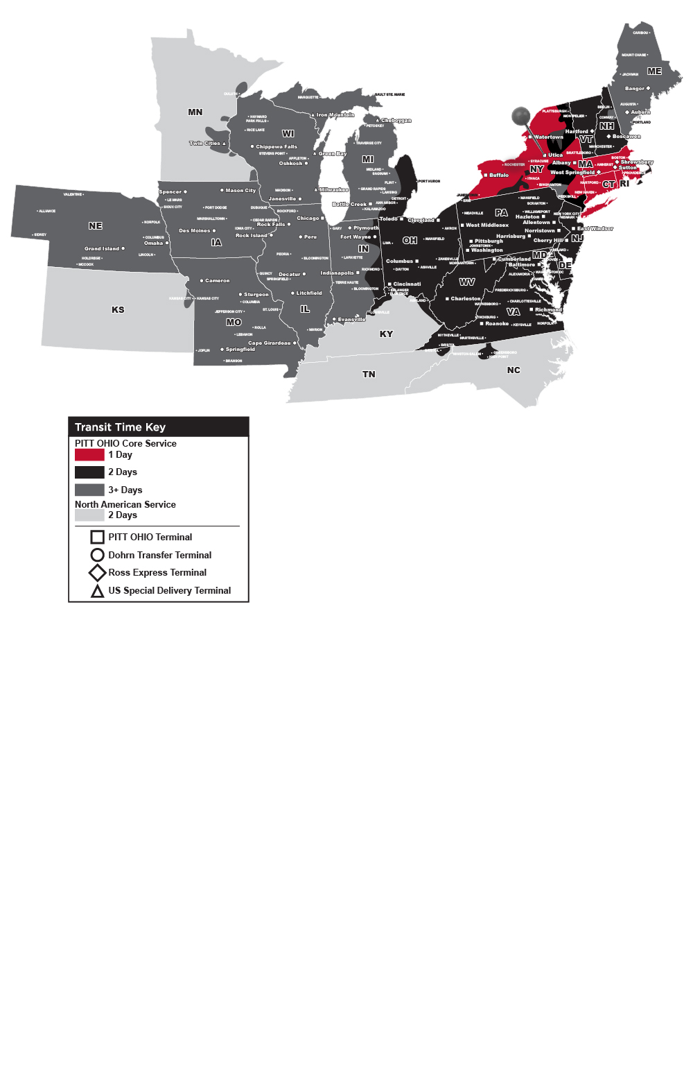 Utica NY - PITT OHIO Transit Map