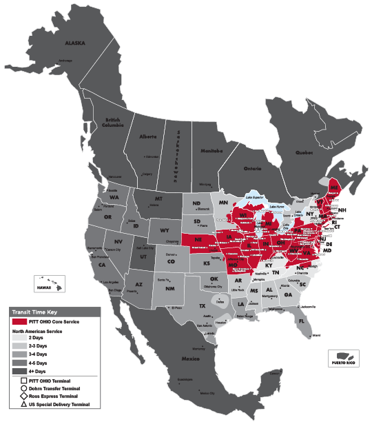 Coverage Area Pitt Ohio