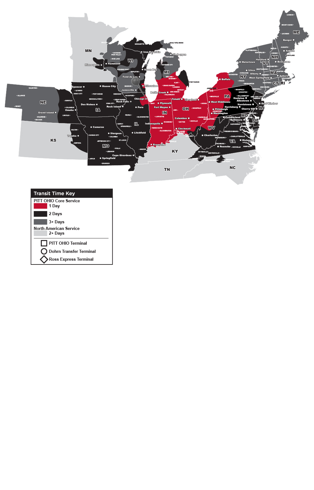 Chicago IL - PITT OHIO Transit Map