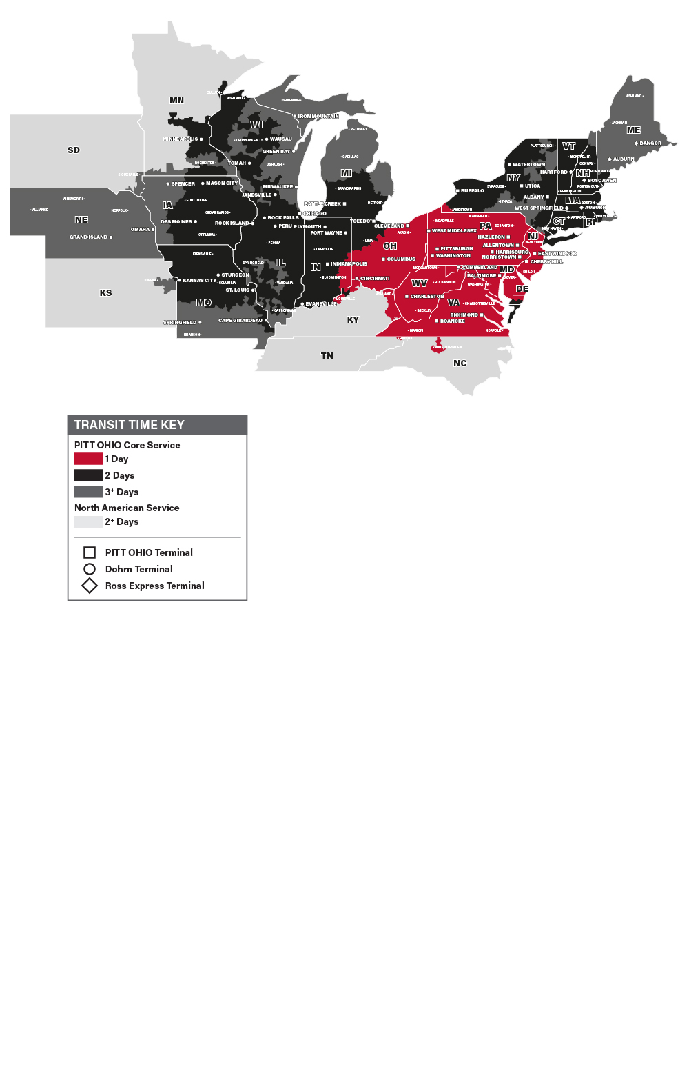 Richmond VA - PITT OHIO Transit Map