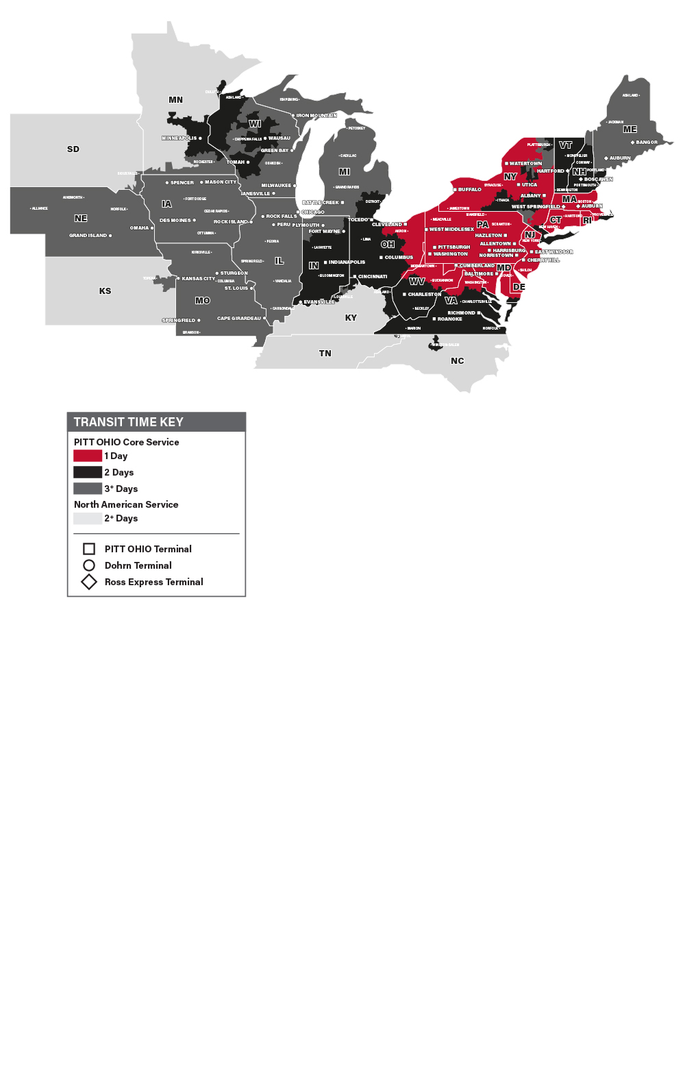 Utica NY - PITT OHIO Transit Map